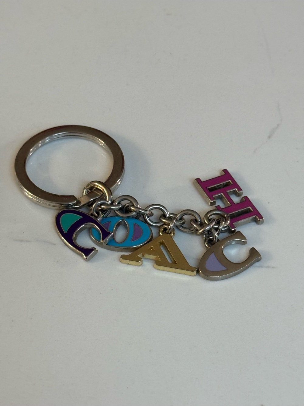 🩶🩷 COACH KEYCHAIN FOB MULTI-CHARM CASCADING LETTERS🩶💜🩷💛 - Picture 3 of 3